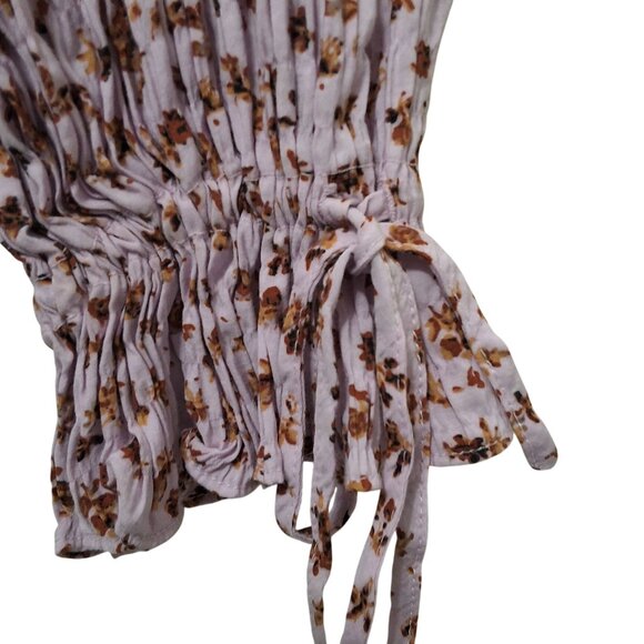 Urban Outfitters Floral Milkmaid‎ Babydoll Top Poet Sleeves Tie Cuff Sz M - Picture 8 of 12